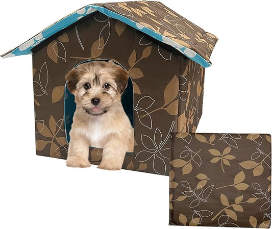 Soft Waterproof Dog House Pets with Pad Foldable Cool Cave Sleeping Bed for Dogs Cats Hamster Small Animal House All Weather Coffee