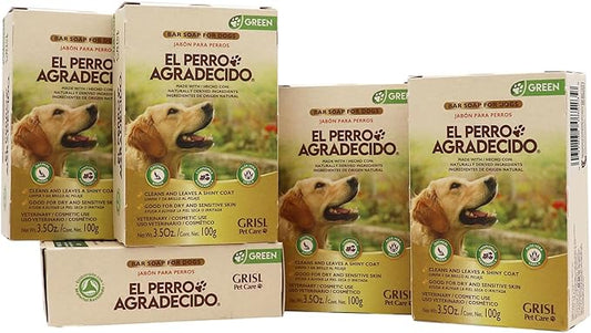 Perro Agradecido ® Oatmeal Soap, Dog Soap, Sensitive Skin, Conditions, Shiny Coat, Ingredients of Natural Origin, 5-Pack, 3.5 Oz Each, 5 Soaps