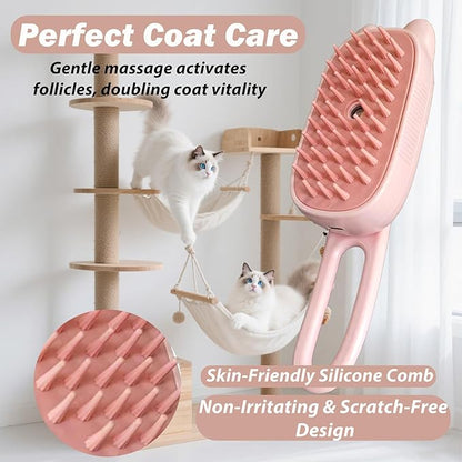 3 in 1 Cat Steam Brush Rechargeable Anti-Static Pet Spray Hair Removal Comb for Shedding and Grooming Multi-functional Pet Massage Brushes for Cats Dogs Small Animals