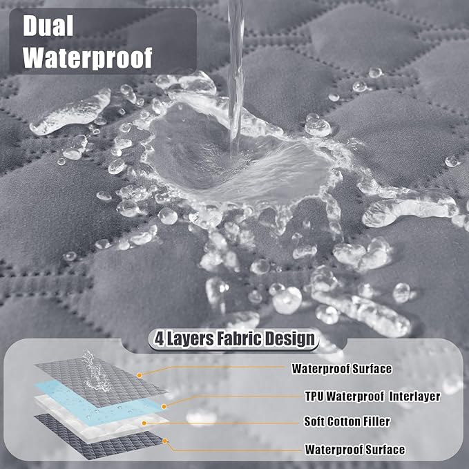 Smiry Waterproof Dog Blanket, Soft Dog Bed Cover Pet Blanket, Reversible Couch Cover for Dogs Washable, Pet Couch Covers for Sofa Furniture Protector for Puppy Cat (68x82 Inch, Grey/Dark Grey)