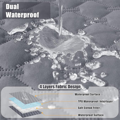 Smiry Waterproof Dog Blanket, Soft Dog Bed Cover Pet Blanket, Reversible Couch Cover for Dogs Washable, Pet Couch Covers for Sofa Furniture Protector for Puppy Cat (82x102 Inch, Grey/Dark Grey)