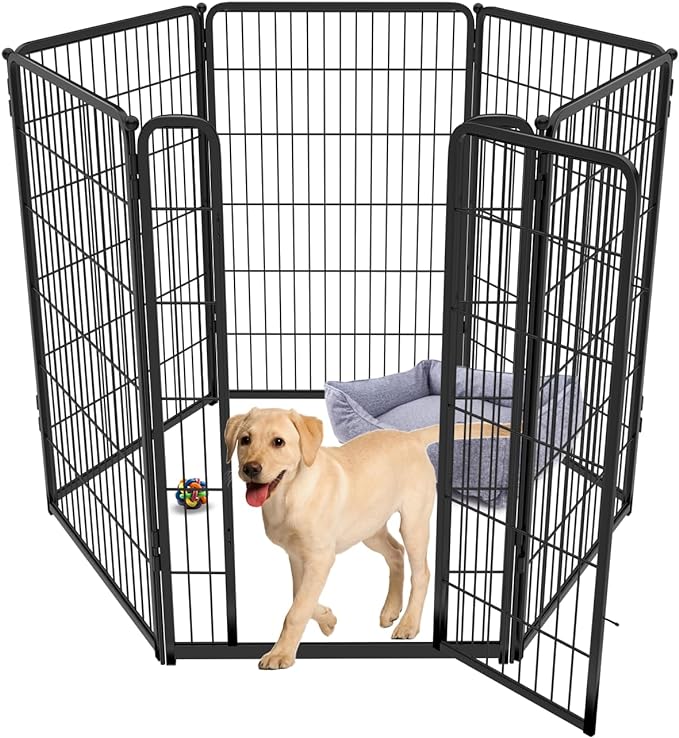 FXW Homeplus Dog Playpen for Indoor Use - Stress-Free and Safe Play, Heavy Duty 45 Inch 6 Panels Dog Pen for Large Dogs, Black_atented