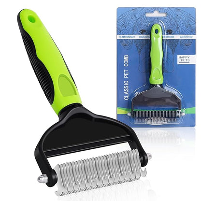 deshedding dog brush,dog grooming supplies,Dematting Comb with 2 Sided Professional Grooming Rake for Cats & Dogs