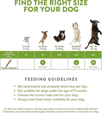 Natural Dog Treats - Veggie Sausage Sticks Large - 7 Pack - (Dogs 40-60 lbs) - Pack of 22