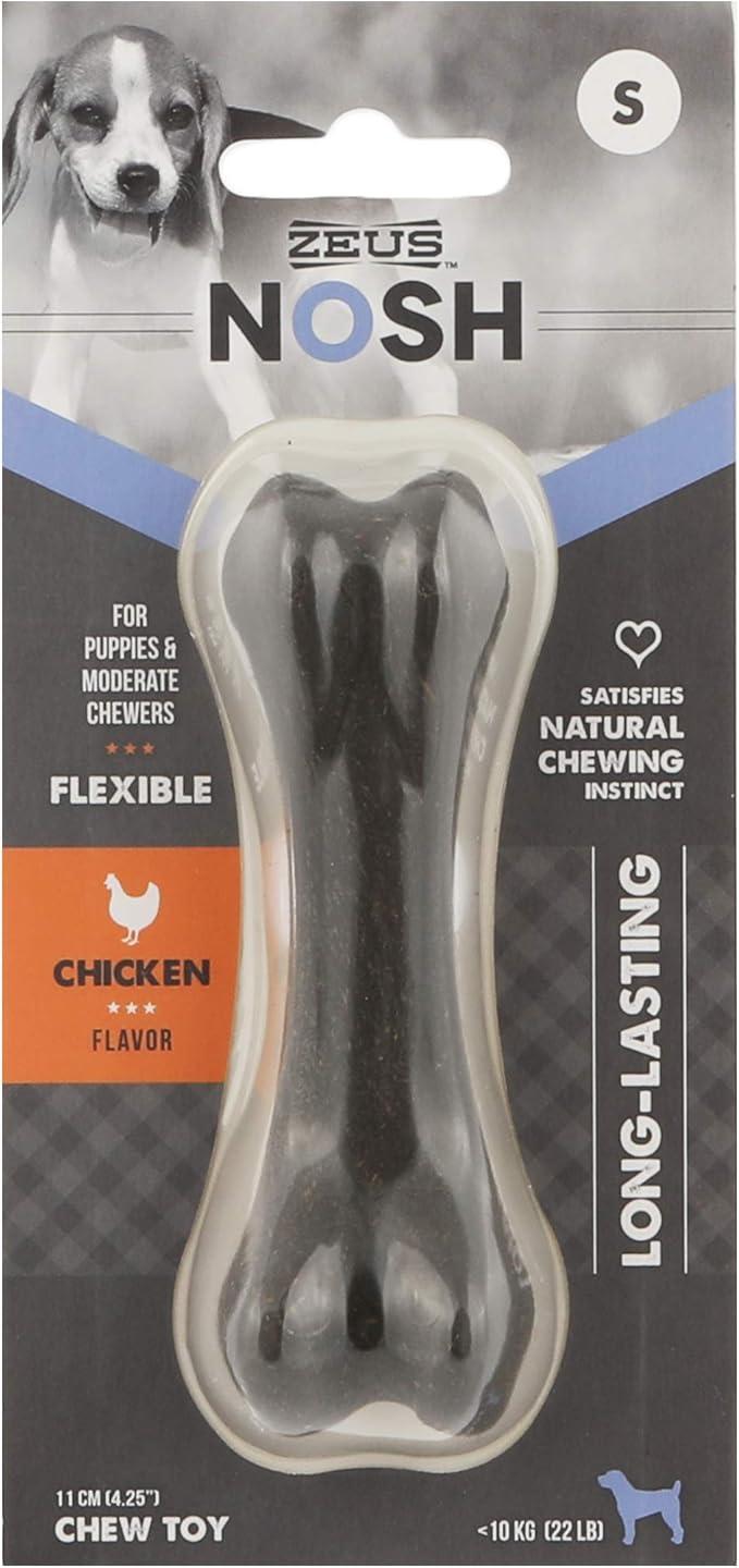 ZEUS Nosh Flexible Dog Chew Bones, Dog Chew Toys for Puppies Teething, Long Lasting Chicken Flavor, Small