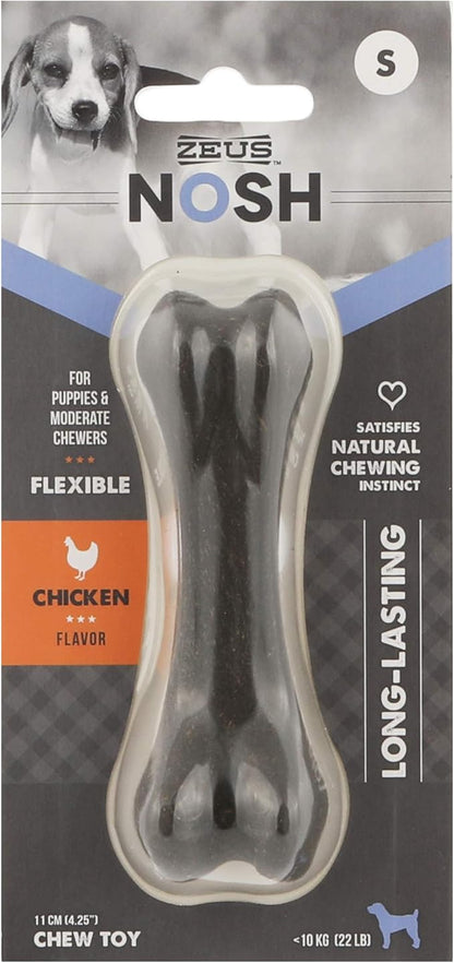 ZEUS Nosh Flexible Dog Chew Bones, Dog Chew Toys for Puppies Teething, Long Lasting Chicken Flavor, Small