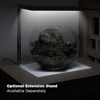 ONF Flat Nano 15W Full Spectrum Aquarium Light, 4 Level Dimmable Plant Light, IP54 Waterproof Freshwater Use Only, Suitable for 2-9 Gallon Rimless Fish Tanks, Terrariums, & Potted Plants, Silver