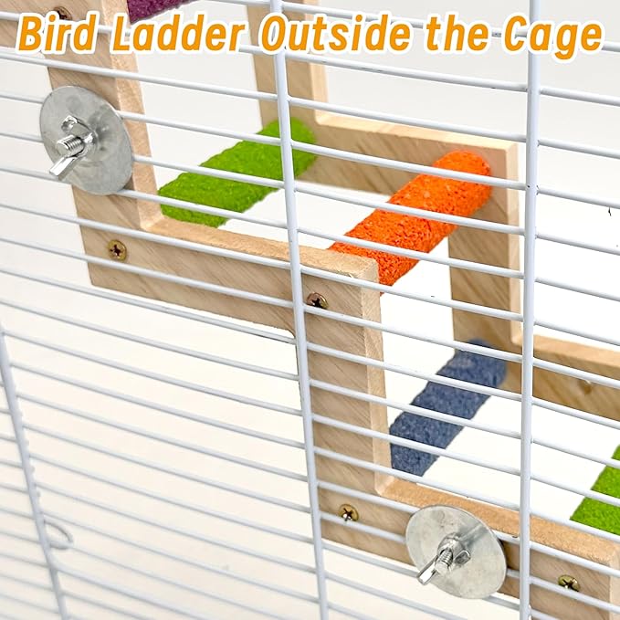 Hamiledyi Nature Wooden Bird Ladder Pet Parrots Climb Bridge Exercise Stands for Parakeet Climbing Chewing Bridge Bird Cage Accessories for Cockatiel Parakeet Lovebirds Budgie