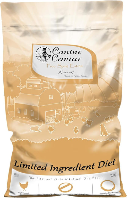 Canine Caviar - Free Spirit: Chicken & Pearl Millet Alkaline Dry Dog Food, Limited Ingredients, Gluten-Free, Based on Science & Research, Veterinary Alternative Diet (22 Pound Bag)