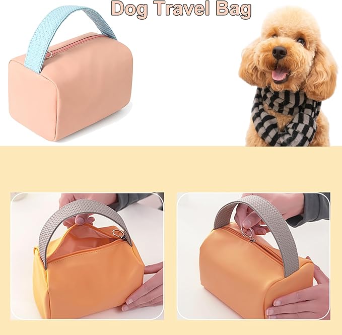 Pink Small Dog Travel Bag - Perfect for Storing Dog Bowls, Food, Toys, and Clothes - Lightweight and Portable with Handle for Easy Carrying
