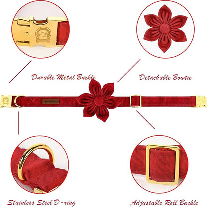 Christmas Dog Collar, Dog Collar with Flower, Adjustable Flower Dog Collars, Boy Girl Dog Collars for Small Medium Large Dogs