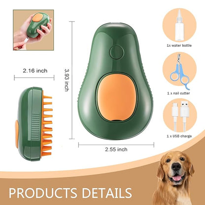 Cat Steam Brush, 3 in 1 Cat Brush for Shedding,Spray Cat Brush For Pets Grooming, Portable Pets Hair Removal Tool For Cats and Dogs, Pets Steamy Brush With Water Tank,Green