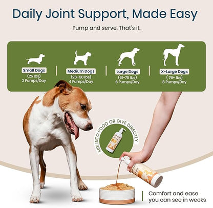 Hip and Joint Supplement for Dogs - Glucosamine with Plant-Based Chondroitin, MSM & Pumpkin - Advanced Joint Relief Dog Supplements for Large & Small Breeds - USA Made 16OZ