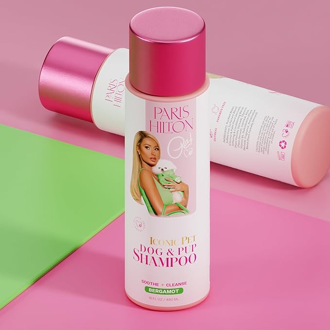 Paris Hilton Dog Shampoo - Fresh Citrus-Infused Bergamot Scent, Sulfate-Free Vegan & Hypoallergenic for All Dog Breeds, with Oatmeal & Aloe for Healthy Coats & Salon-Quality Grooming, 16oz (480ml)