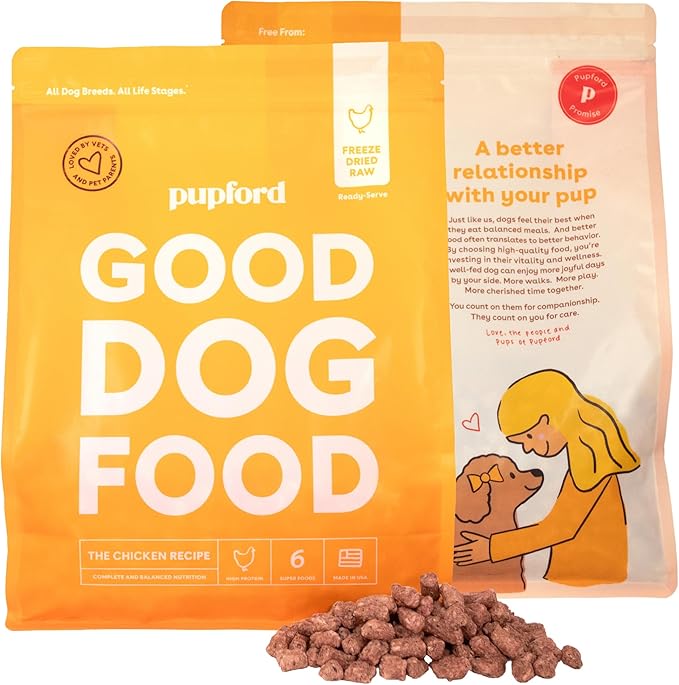 Pupford Good Dog Food, Freeze-Dried Raw, High-Protein, Superfood Ingredients, Vet-Approved, No Fillers or Artificial Additives (Chicken Recipe, 25 oz)