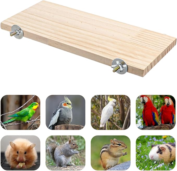 3 Pack Bird Perch Stand, Parrot Wood Platform, Natural Wooden Perch Toys Playground Cage for Conure, Chinchilla, Parakeet, Budgie, Cockatiel
