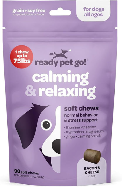 Hemp Calming Chews for Dogs | Herbal Dog Calming Chews for Anxiety from Normal and Occasional Stressors Including Separation Storms Grooming & Travel | NASC Certified & Made in the USA | 90 Chews