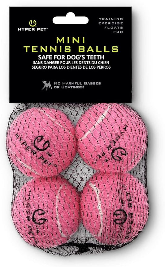 Hyper Pet MINI Tennis Balls for Dogs (Pet Safe Dog Ball Dog Tennis Balls for Exercise & Training) Dog Ball Interactive Dog Toys work with Hyper Pet K9 Kannon MINI Dog Ball Launcher - 4 Pack MINI Pink
