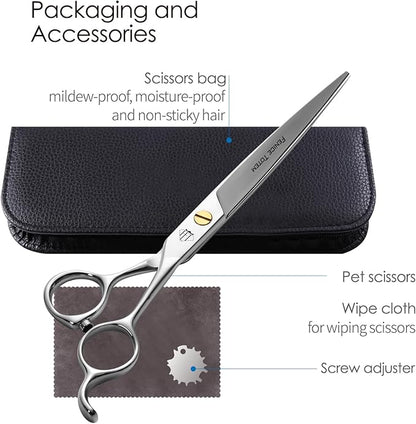 Dog Grooming Scissors: 7.0" Pet Shears Made Of Japanese VG10 Advanced Stainless Steel Professional Grooming Scissors for Dogs Cats and Other Pets