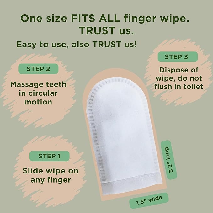 Dental Finger Wipes for Dogs and Cats, Hypoallergenic Teeth Cleaning Pet Wipes Designed to Freshen Breath, Remove Tartar & Plaque Buildup, Safe & Gentle Ingredients, 50 Count