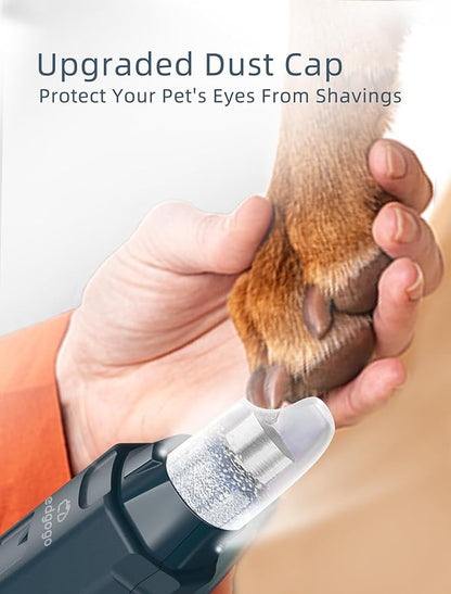Dog Nail Grinder Super Quiet (45 db) 6-Speed pet nail grinder with 2 LED Lights 12000RPM & Professional 3 Grinding Ports Rechargeable Dog Nail Trimmer for Large Medium Small Dogs with Dust Cap