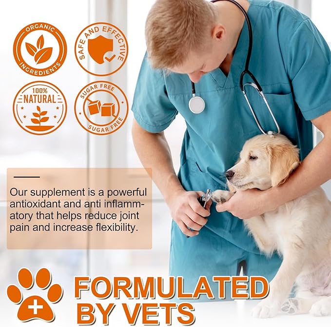 Turmeric for Dogs, 180 Turmeric Curcumin Tablets Supports Heart, Immune System Booster, Hip & Joint Support, Dog Pain Relief, Pet Supplement Treats for All Breeds Dogs & Ages - 180 Tablets / 5.1 OZ