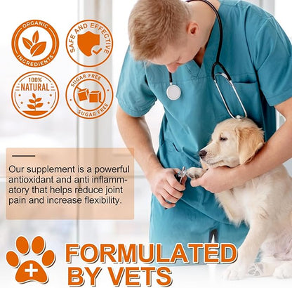 Turmeric for Dogs, 180 Turmeric Curcumin Tablets Supports Heart, Immune System Booster, Hip & Joint Support, Dog Pain Relief, Pet Supplement Treats for All Breeds Dogs & Ages - 180 Tablets / 5.1 OZ