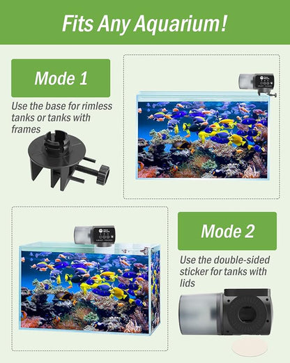 AquaMiracle Automatic Fish Feeder for Aquarium, Auto Fish Food Dispenser with Timer, Volume Adjustable Vacation Aquarium Feeder, for Granules Pallets Strips