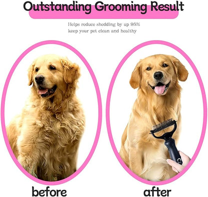 Professional Hair Dog Removal Tool Pet Grooming Brush Metal Comb, Cat Dog Removal Tool, Long Pet Brush Dog Brush metal cat comb long deshedding brush (Black)