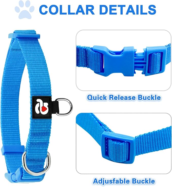 azuza 3 Pack Dog Collars Comfortable and Adjustable Nylon Dog Collars for Medium Dogs, M (14-20inch)ï¼_reen, Blue and Royal Blue