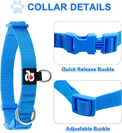 azuza 3 Pack Dog Collars Comfortable and Adjustable Nylon Dog Collars for Puppy Small Dogs, XS (8-12inch)ï¼_reen, Blue and Royal Blue
