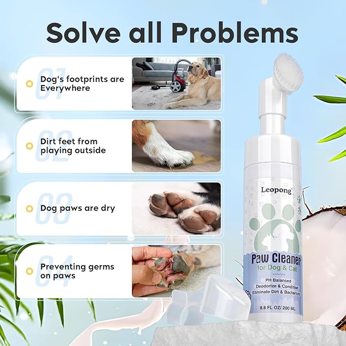 Dog Paw Cleaner,Dog Paw Wash Care for Dogs Large Medium Small XL Breed,3 Pack Waterless Foam with Silicone Scrubber, Dogs Cats Feet Paw Cleaner