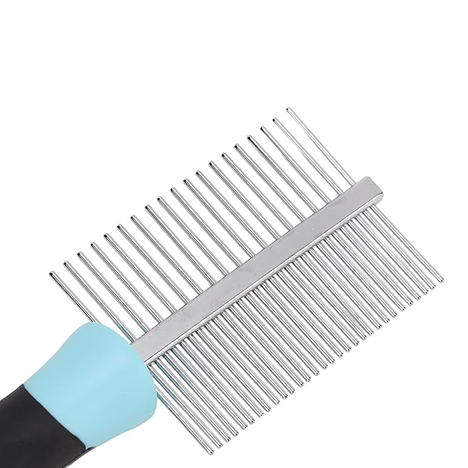 Dog Cat Combs,Top Pet Detangler Brush for Long,Curly Hair,Comb Removes, Prevents Matted Fur, Cat Needle Combs for Goldendoodle, Poodle Mixes, And Cat Undercoat (Blue)