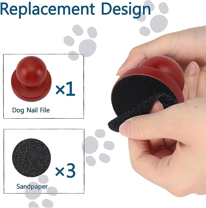Dog Nail File, Wooden Round No Pressure Dog Nail Trimmers with 3 Replaceable Sandpapers for Stressfree Nail Trimming, Professional Relaxing Dog Nail Scratch Board