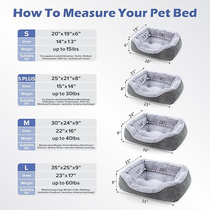 INVENHO Large Dog Beds for Large Dogs Washable, Rectangle Dog Beds Large Sized Dog, Orthopedic Dog Bed, Warming Soft Sleeping Puppy Bed Durable Pet Bed with Anti-Slip Bottom L(35"x25"x10")