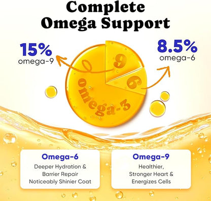 Wild Alaskan Salmon Oil for Dogs & Cats – Fast-Absorbing Fish Oil for Dogs with Krill Oil, Omega 3 6 9 Fish Oil Supplement from 8 Deep Sea Fishs for Skin, Coat, Joints & Heart -16oz (90 Day Supply)