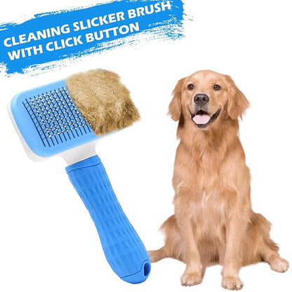 Dog Grooming Kit, Includes 7PCS Deshedding Brush, Pin Brush, Flea Comb, Metal Comb, Bath Brush, Nail Clipper and File, for Small, Medium and Large Dogs (Blue)
