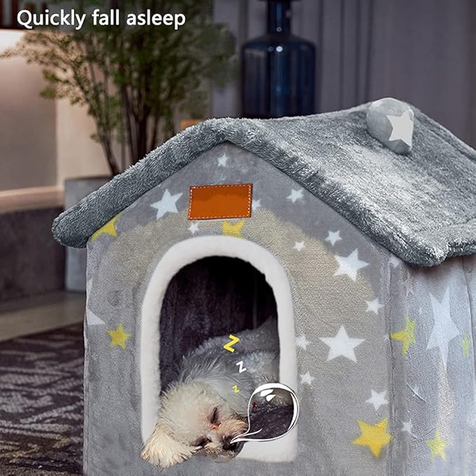 Dog House Indoor Memory Sponge, Foldable Dog House Kennel Bed Mat with Cushion for Small Medium Large Dogs Cats, Winter Warm Cat Nest Puppy Cave Sofa Pet Products (Small)