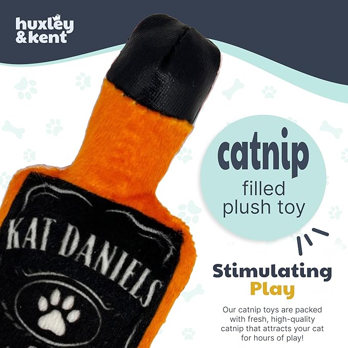 Huxley & Kent Plush Cat Toy - Interactive Catnip Toy for Cats & Kittens - Soft Kitty Toy with Crinkle & Catnip - Fun Indoor Play Toy - Kat Daniels Whiskey
