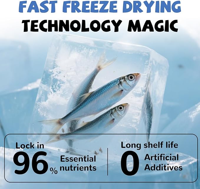 Freeze Dried Minnows Dogs Treats  100% Raw Single-Ingredient Pet Fish Snacks  Rich in Omega-3, Grain-Free  Healthy Training Rewards & Meal Toppers, 2.8 oz