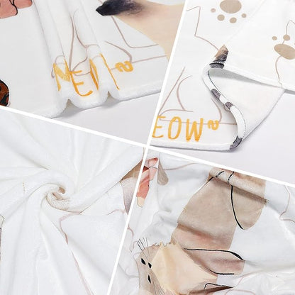 Tupmnbry Cat Blanket Animals Pet Print Throw Blanket Super Soft Flannel Fleece Throw Blanket Lightweight Fluffy Plush Fuzzy Bed Blanket for Couch 50"X60"