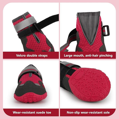 Dog Shoes for Large Medium Small Dog, Mesh Breathable Dog Shoes for Hot Pavement, Anti-Slip Dogs Boots Paw Protectors with Reflective for Outdoor Walking Indoor Hardfloors (Size 7)