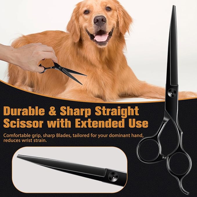 5 In 1 Dog Grooming Scissors Kit, 7" Long Professional 4CR Pet Grooming Kit Heavy Duty Stainless Sharp And Durable Dog Clippers for Grooming Shears Suitable for Cats, Dogs & Other Pets