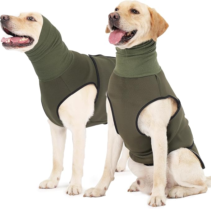 ROZKITCH Dog Anti-Anxiety Vest, Breathable Jacket for Fireworks & Travel, Adjustable Calming Hoodie for Noise Block & Ear Protection ArmyGreen 3XL