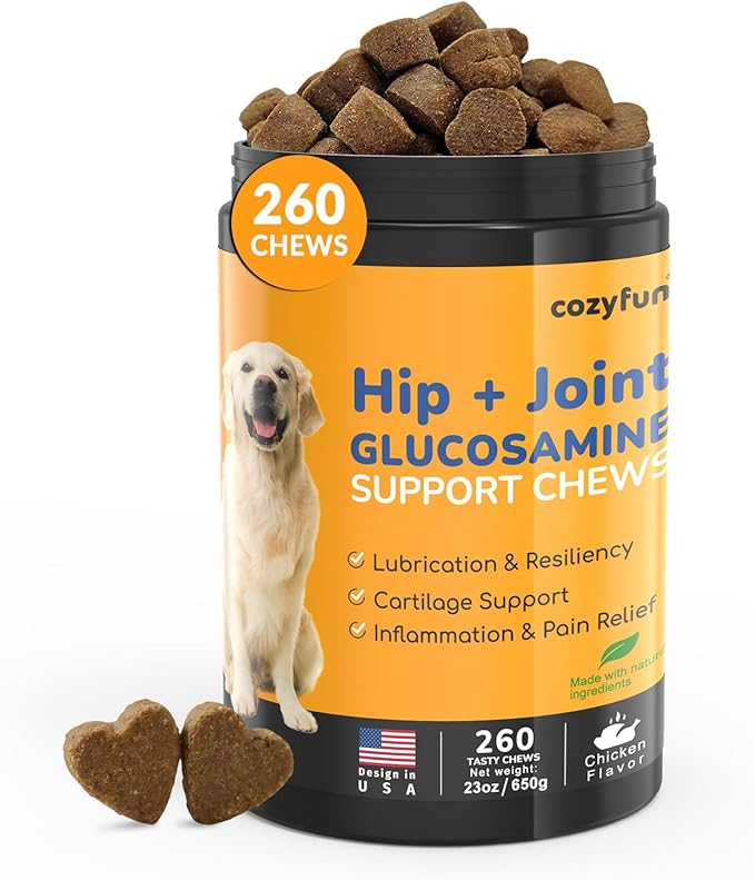 Glucosamine for Dogs 260Ct Chews - 23oz Dog Hip and Joint Supplement Chews, Chondroitin Joint Supplement for Dog, USA Lab Formula with Probiotics, Natural Support for Dogs