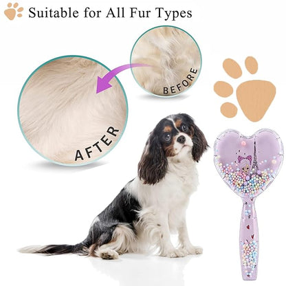 Small Dog Brush, Soft Dog Brush for Shih Tzus, Yorkies, Maltipoos, Maltese ï¼ Love Shape Puppy Massaging Hair Brush, Cat Brush, for Small Dogs Cats Rabbits of All Hair Types (Purple)