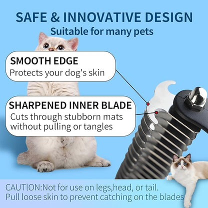 Pawmingle Cat Brush, Double Sided Deshedding for Dogs & Cats, Skin Friendly Grooming Dog Brush, Pet Shedding Brush,Undercoat Rake for dogs Grooming Supplies,Blue,Extra Wide (Blue, Large)