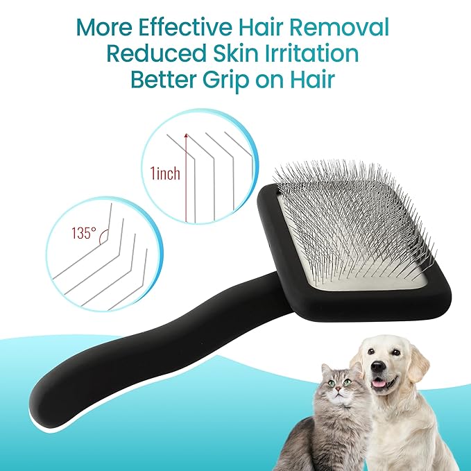 Fenice Peak Slicker Brush for Dogs Black Wooden Dog Brush Pet Comb for Poodles Goldendoodles Easy to Remove Tangles Dirt and Loose Hair Professional Dog Grooming Brush