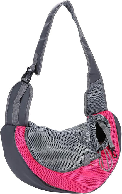 Dog Pet Sling Carrier Puppy Cat Sling Mesh Carrying Bag Adjustable Strap Breathble Small Dog Cat Satchel Carrier Hand Free Safe Front Backpack Soft Foldable Pet Purse Pouch Travel Outdoor