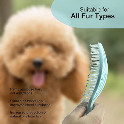 Eco-Friendly Detangling Pin Brush for Dogs and Cats | Ergonomic Handle Pet Brush for Wet or Dry Hair, Gentle Grooming Tool for Pets, Green
